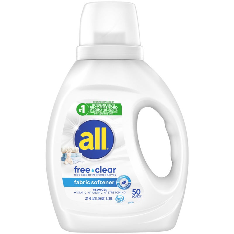 all Liquid Fabric Softener, Free Clear, 34 fluid Ounces - Image 1